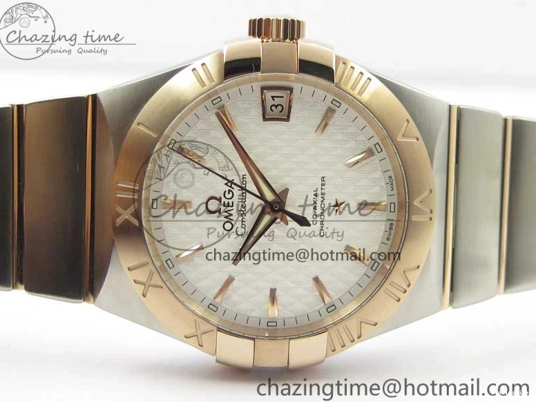 0208 Stylish Constellation 38mm SS RG VSF 1:1 Best Edition WhiteTextured Dial on SS RG Bracelet A8500 Super Clone 7921